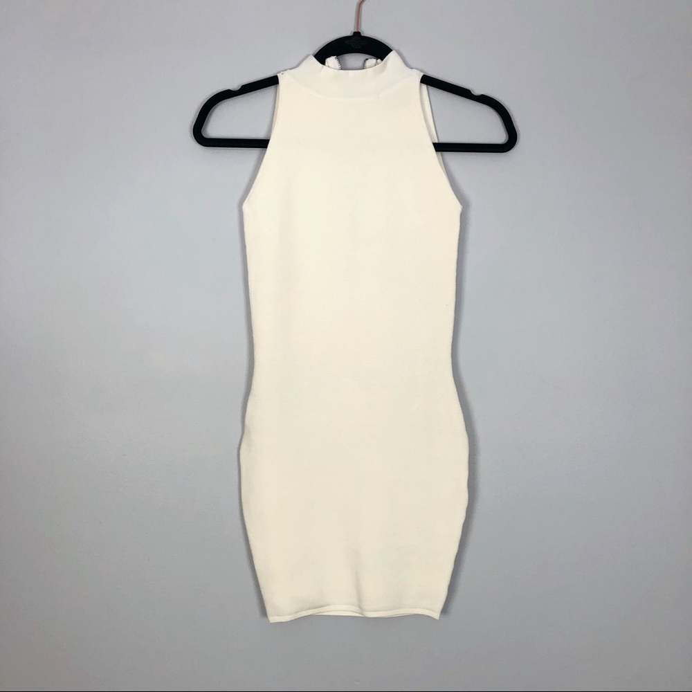 White High Neck Bodycon Dress